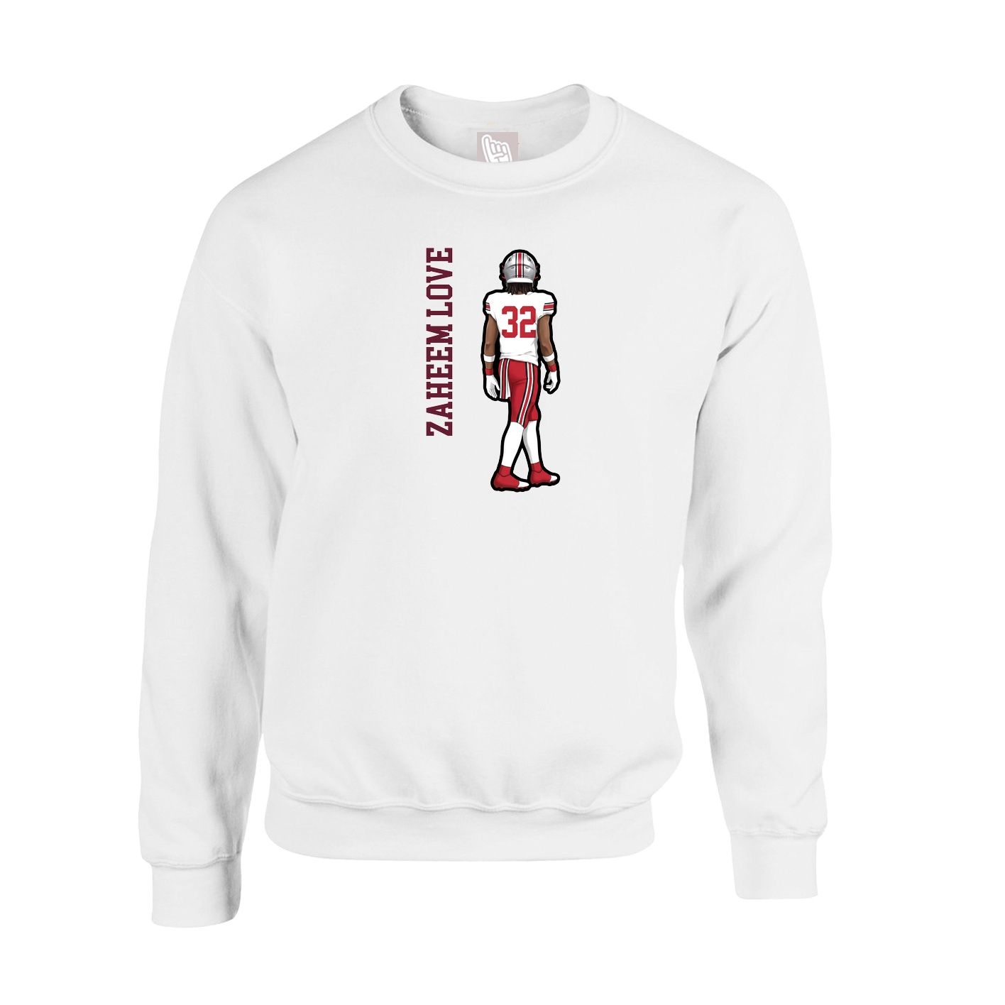 Fleece Crew — Name Vertical in White