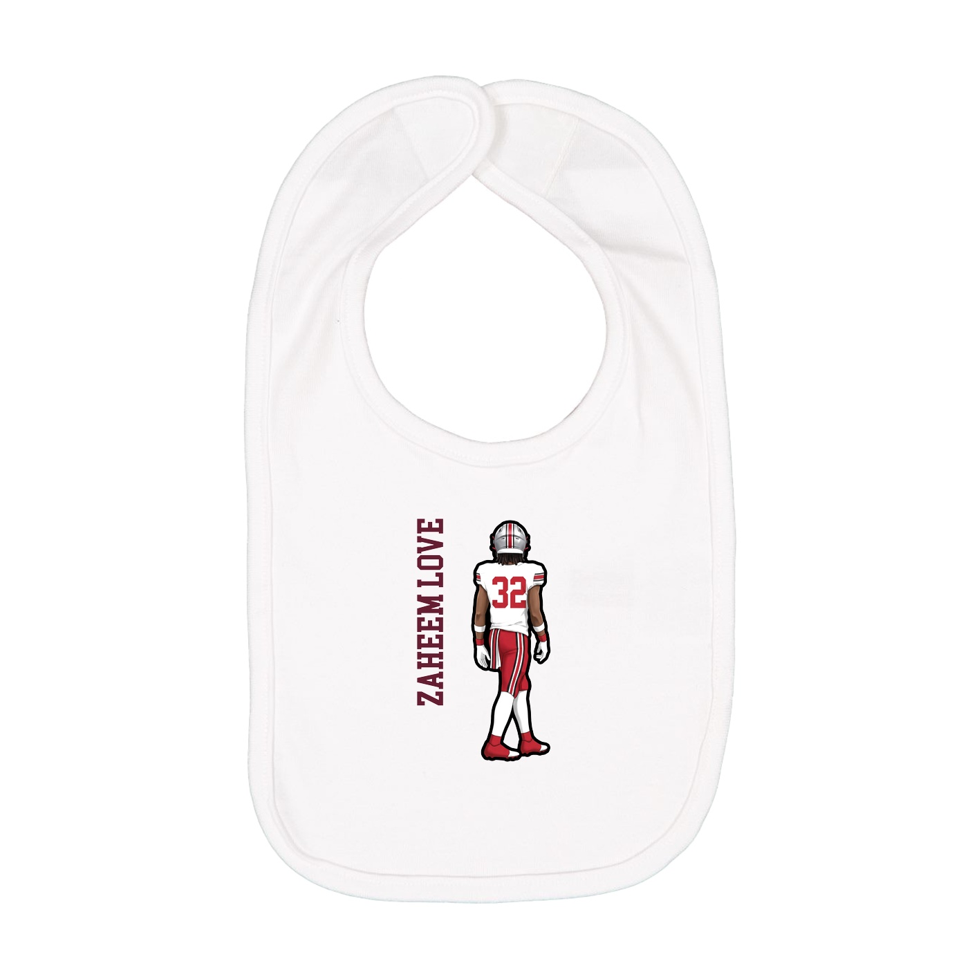 Infant Bib — Name Vertical in White