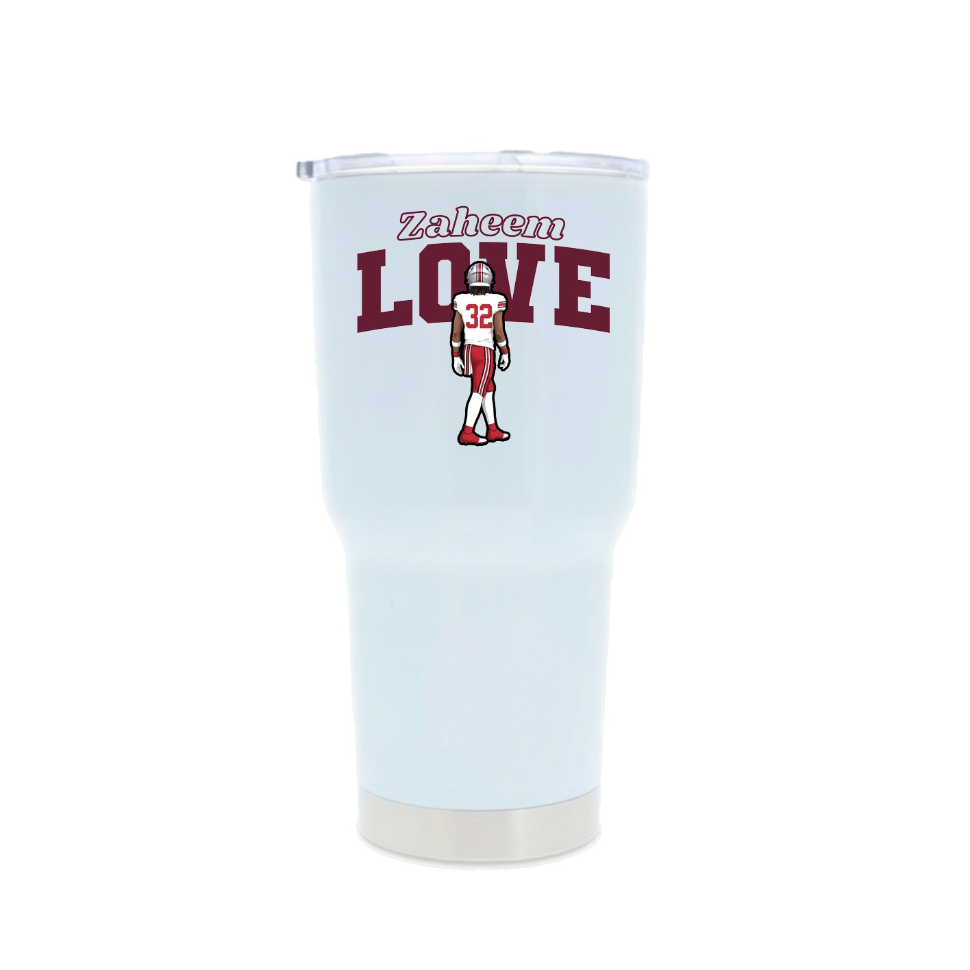 30oz Stainless Steel Tumbler — Name Arch in White