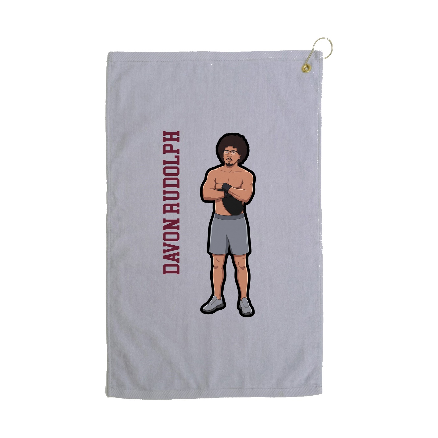 Golf Towel — Name Vertical in Grey