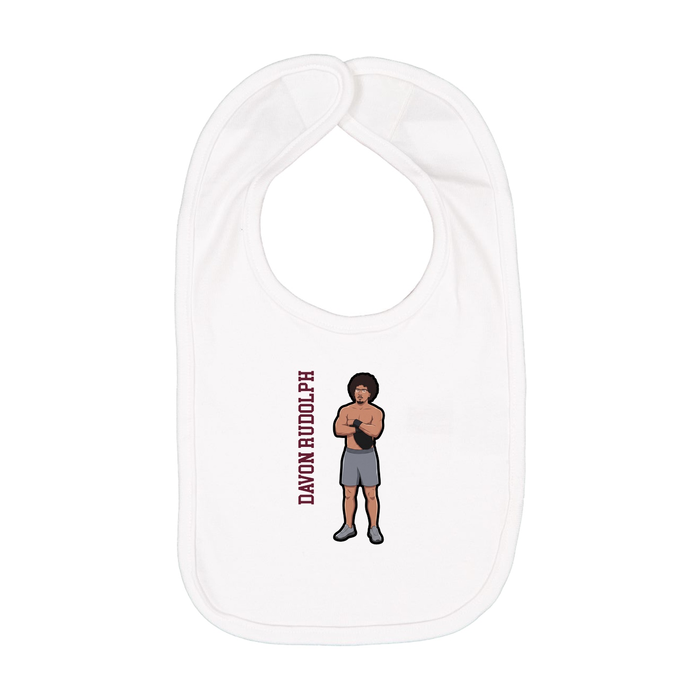 Infant Bib — Name Vertical in White