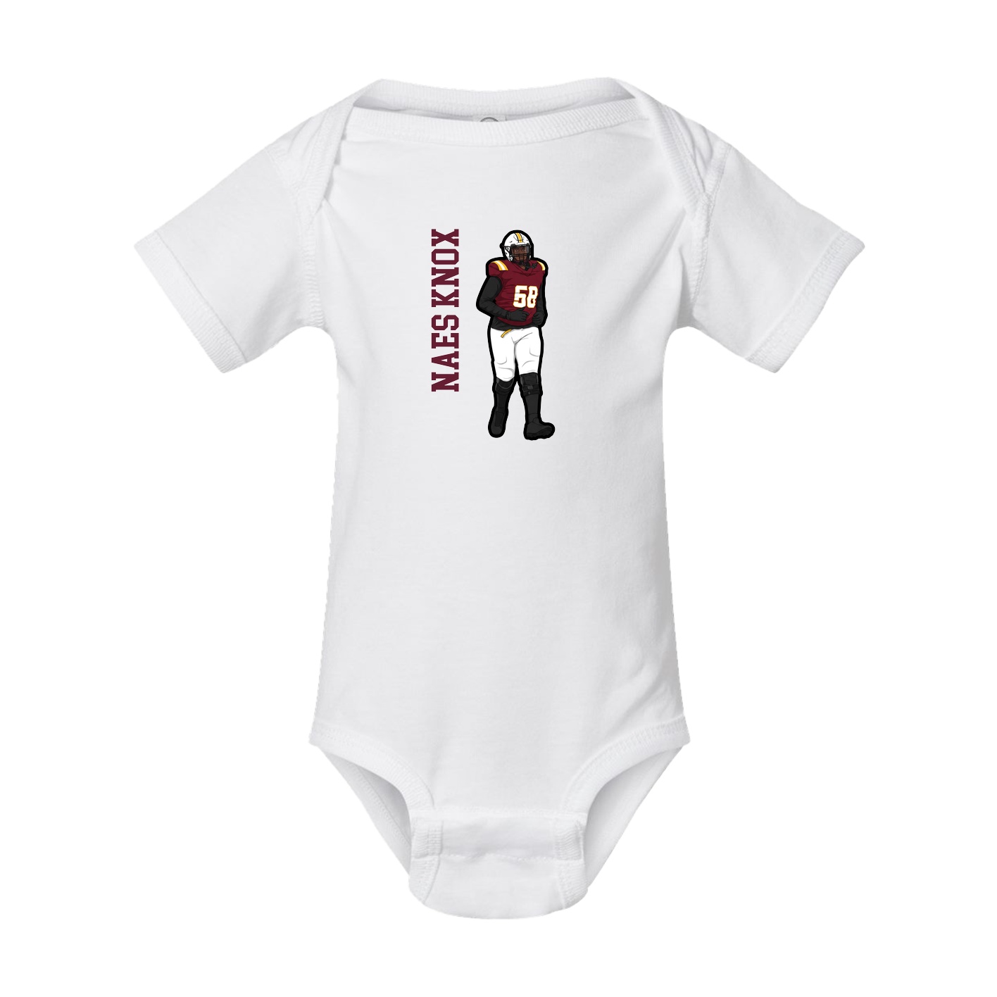 Baby Onesie — Name Vertical in White