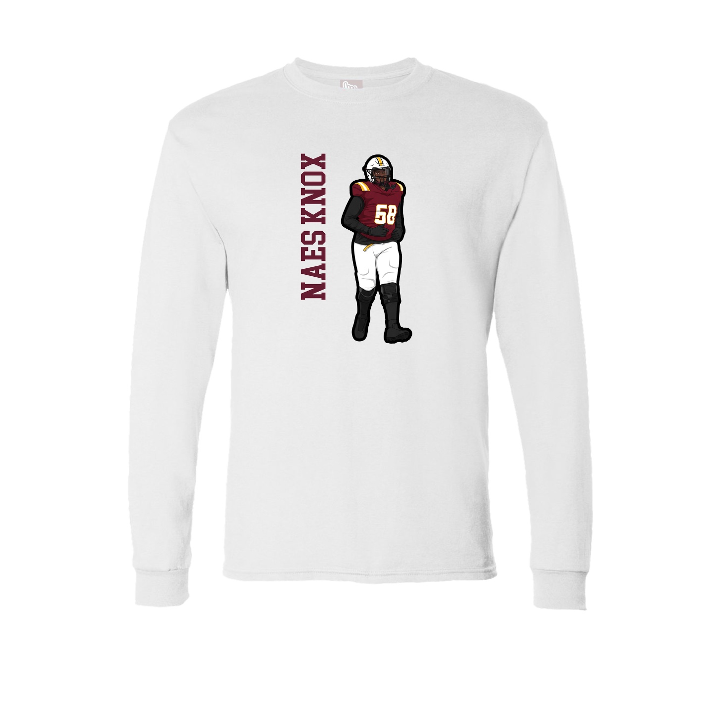 Long Sleeve Tee — Name Vertical in White