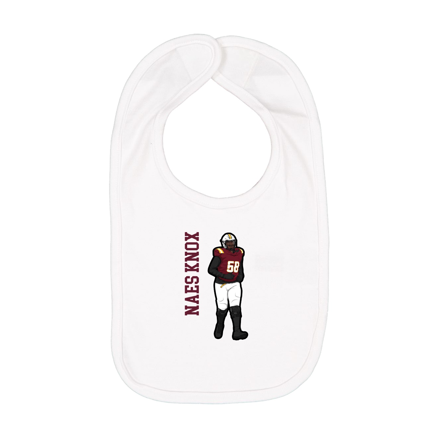 Infant Bib — Name Vertical in White