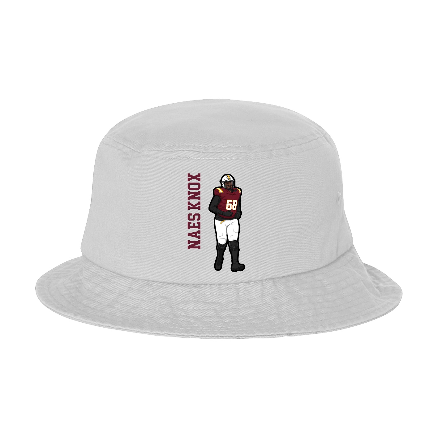 Bucket Cap — Name Vertical in White