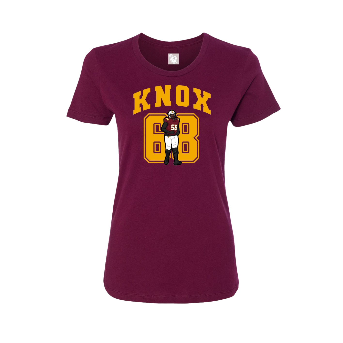 Fitted Women's Tee — Number in Maroon