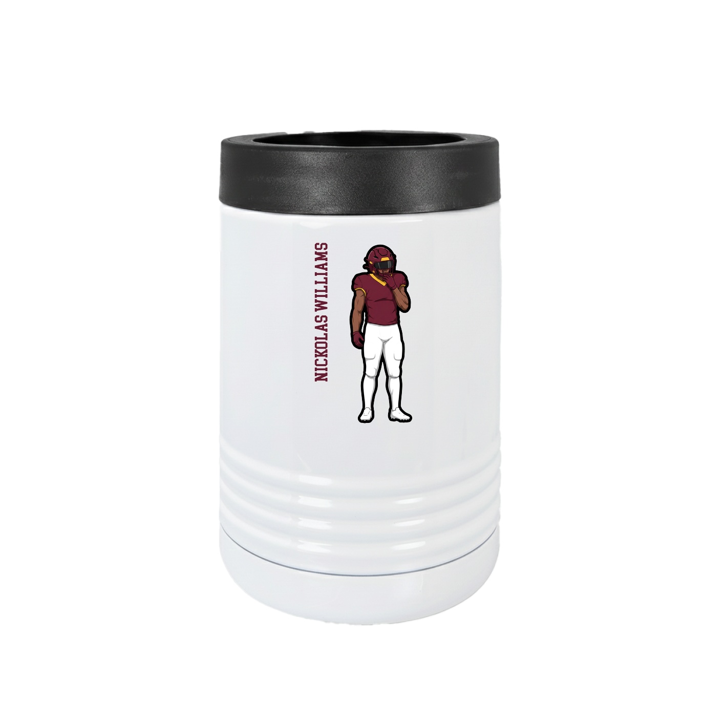 Beverage Holder — Name Vertical in White