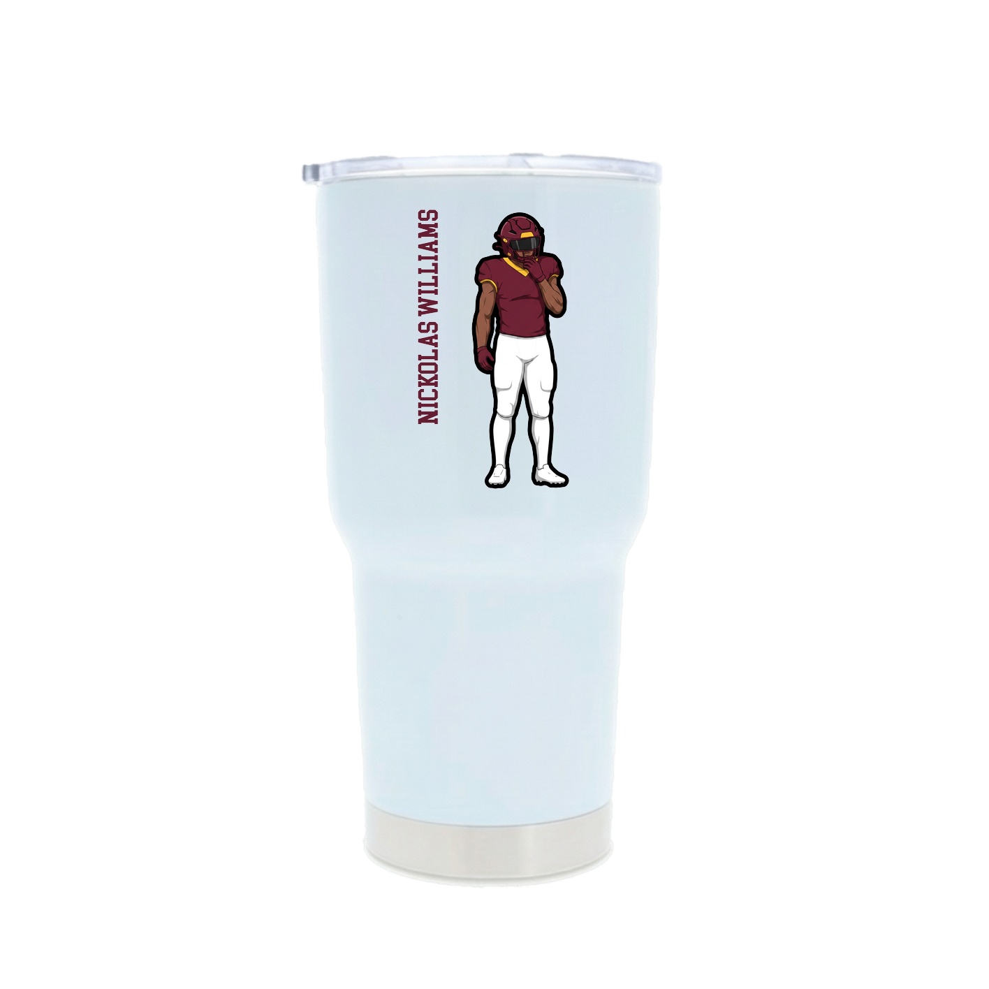 30oz Stainless Steel Tumbler — Name Vertical in White