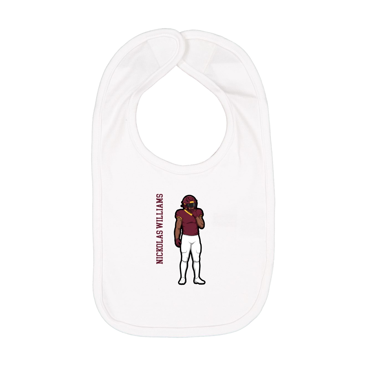 Infant Bib — Name Vertical in White