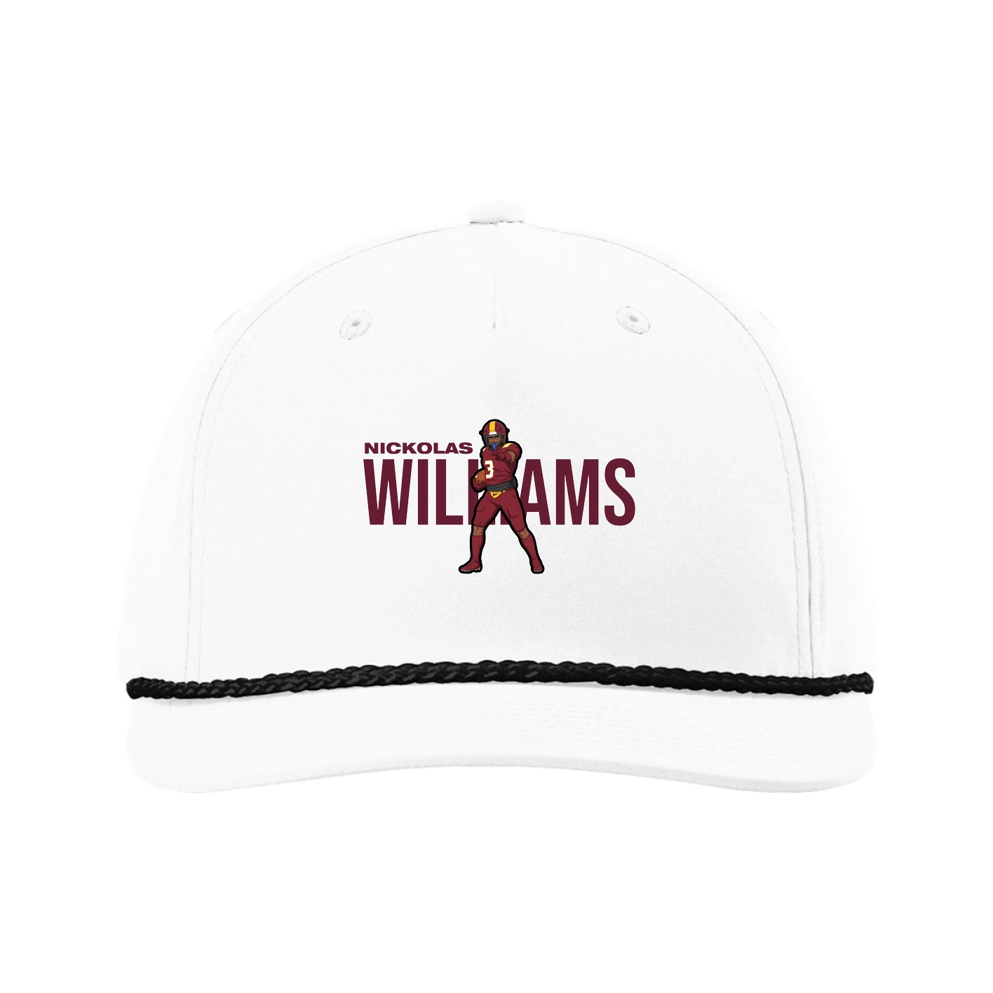 Five-Panel Classic Rope Cap — Player Name in White