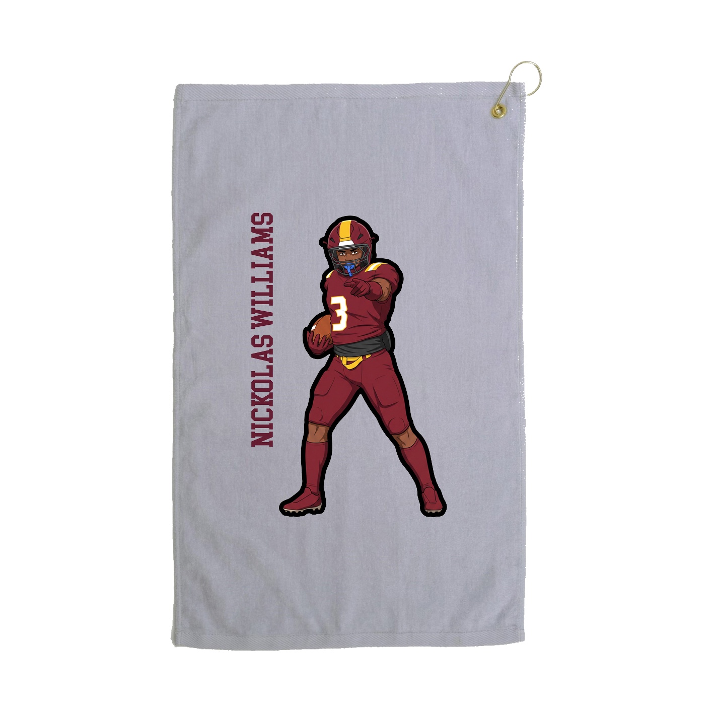 Golf Towel — Name Vertical in Grey