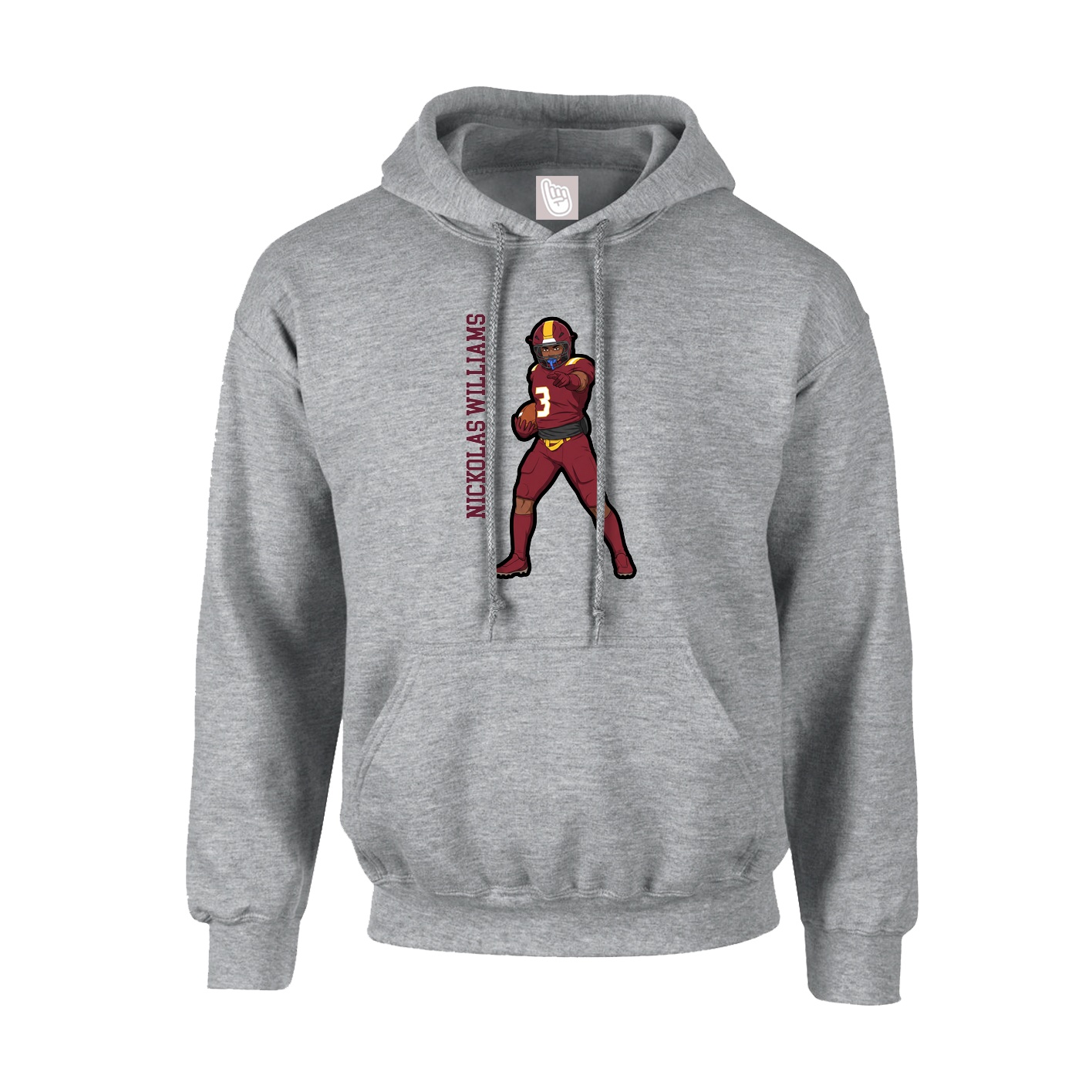 Hoodie — Name Vertical in Grey