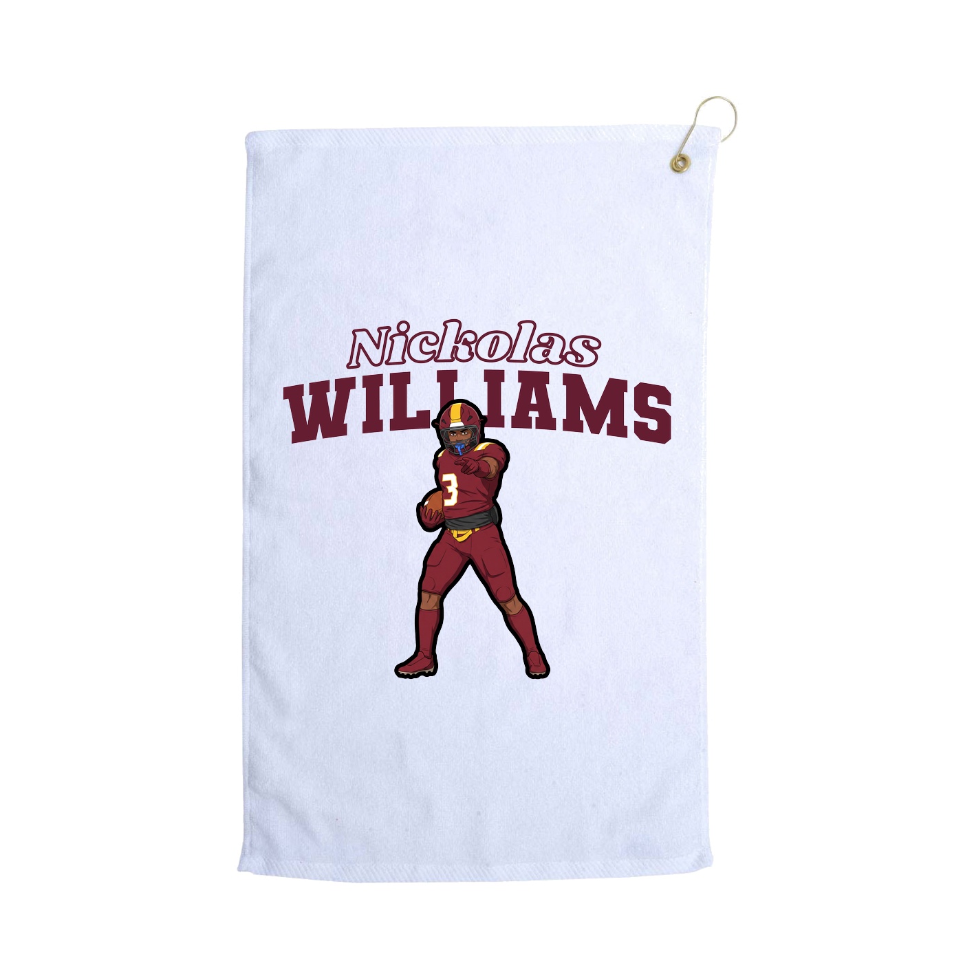 Golf Towel — Name Arch in White