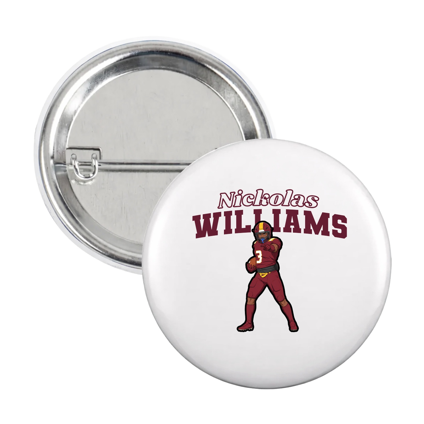 Game Day Button — Name Arch in White