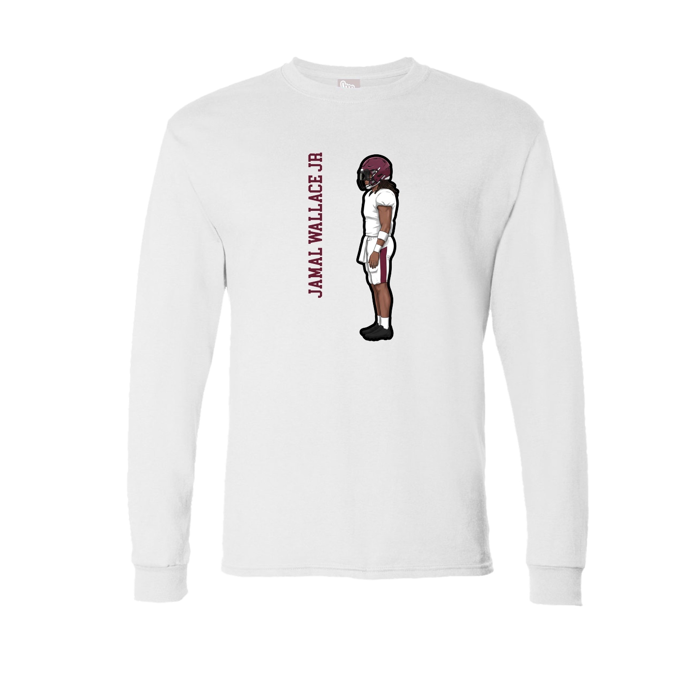 Long Sleeve Tee — Name Vertical in White