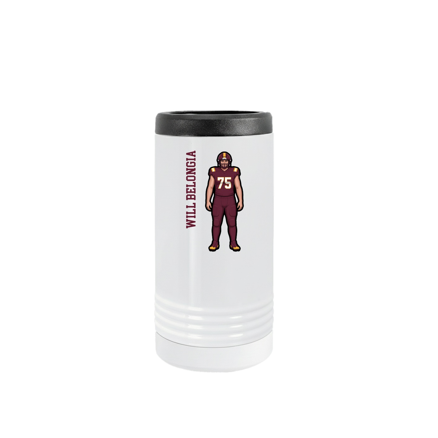 Slim Beverage Holder — Name Vertical in White