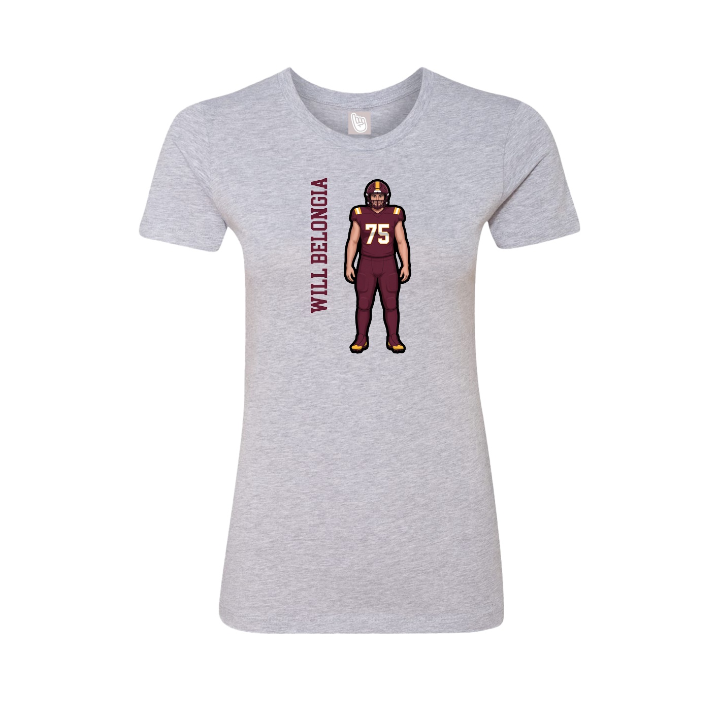Fitted Women's Tee — Name Vertical in Grey