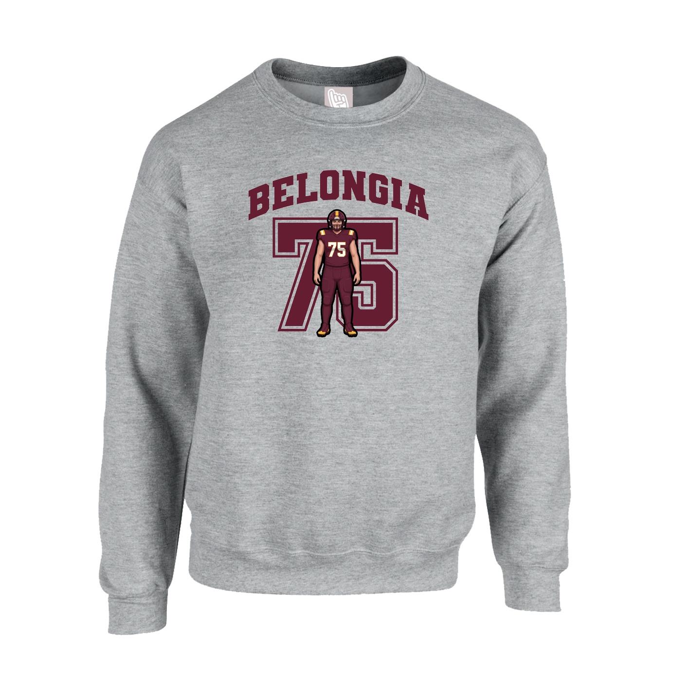 Fleece Crew — Number in Grey