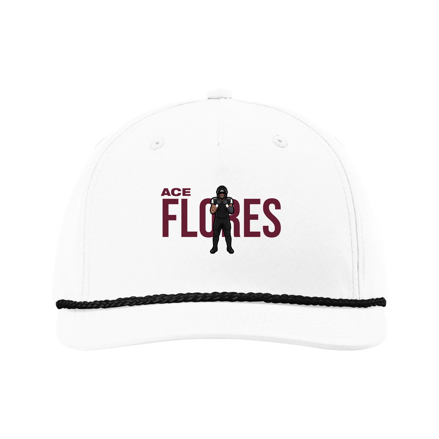 Five-Panel Classic Rope Cap — Player Name in White