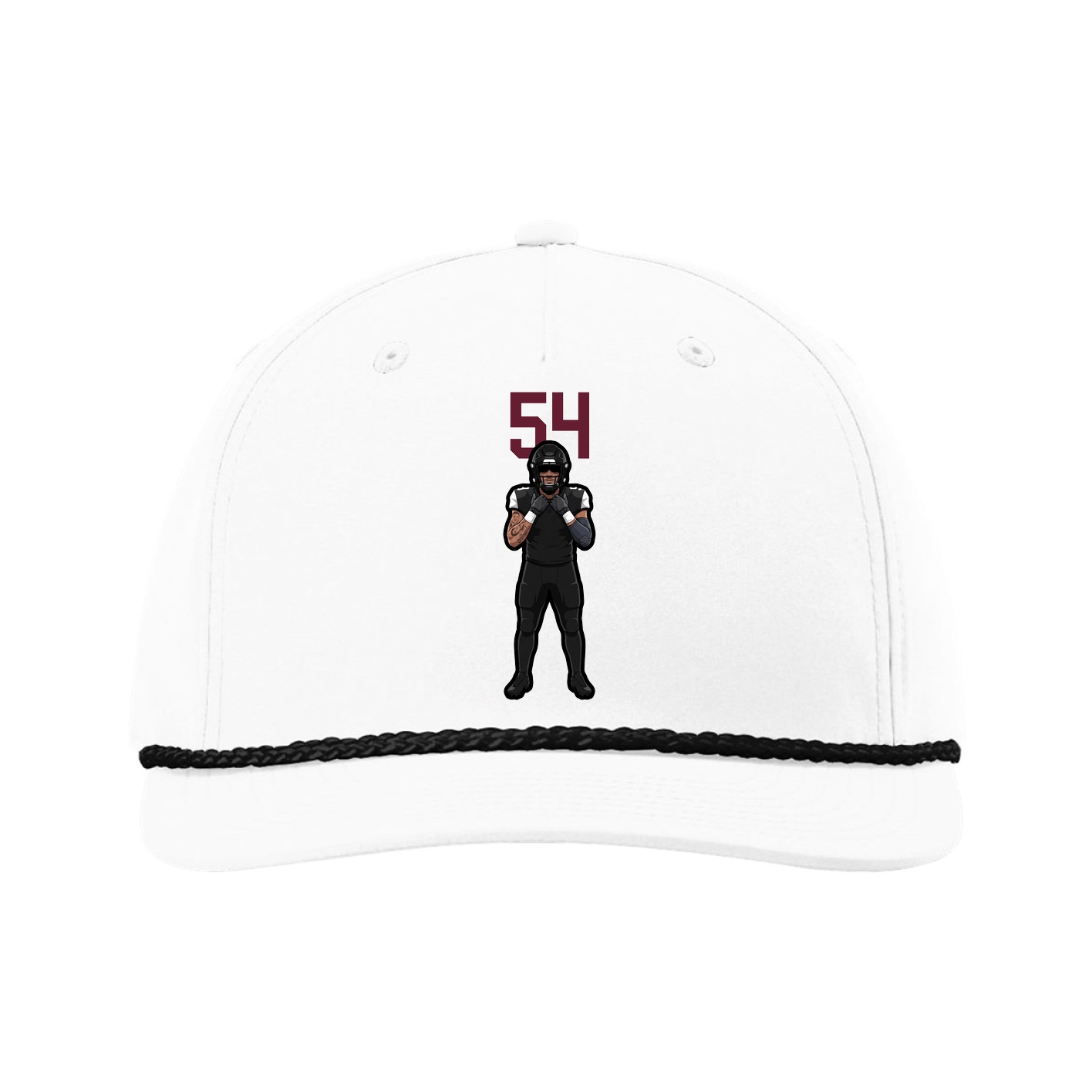 Five-Panel Classic Rope Cap — Number Top in White