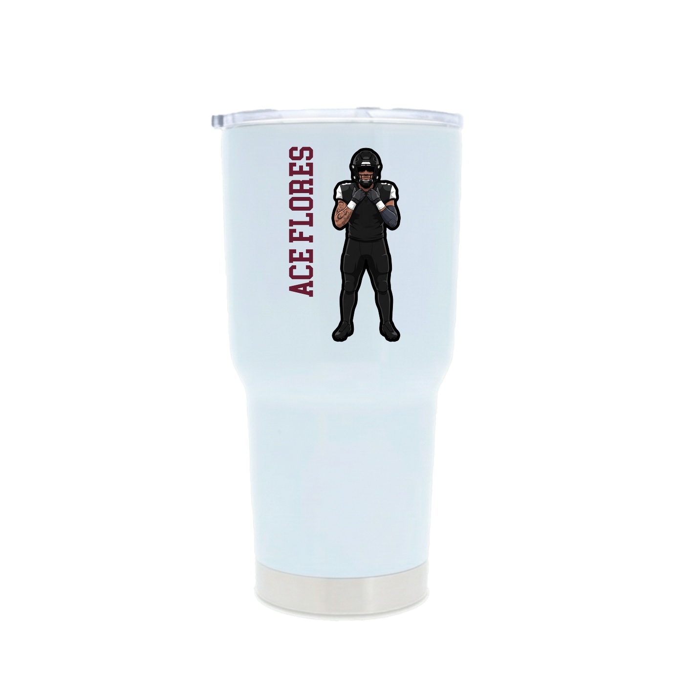 30oz Stainless Steel Tumbler — Name Vertical in White