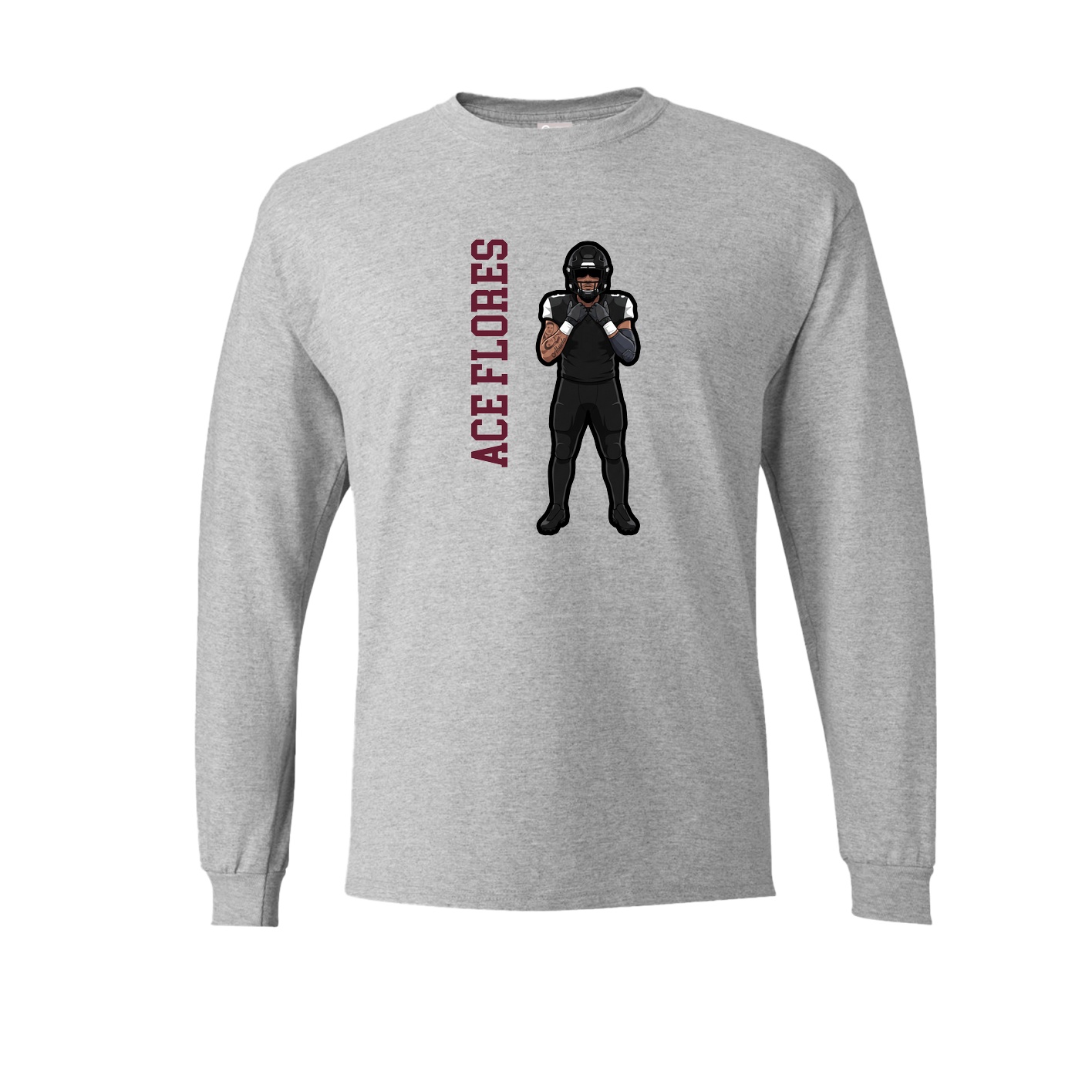 Long Sleeve Tee — Name Vertical in Grey