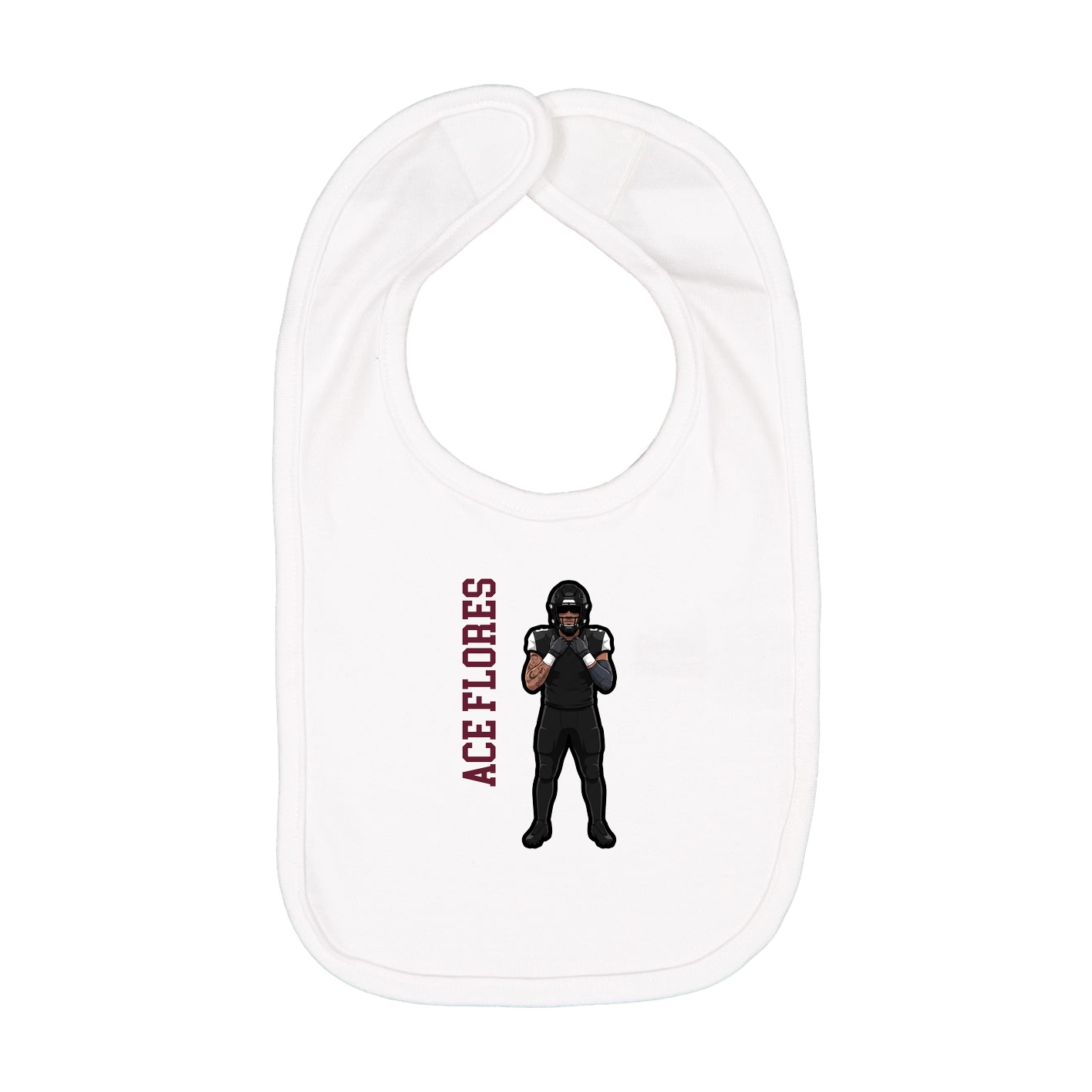 Infant Bib — Name Vertical in White