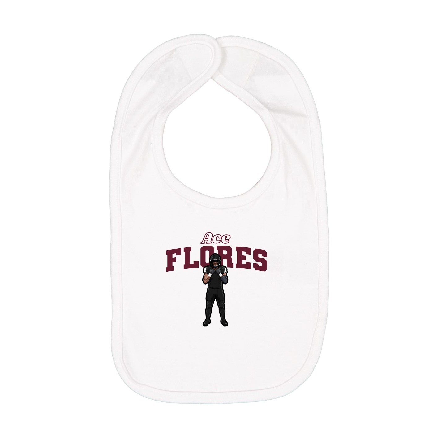 Infant Bib — Name Arch in White