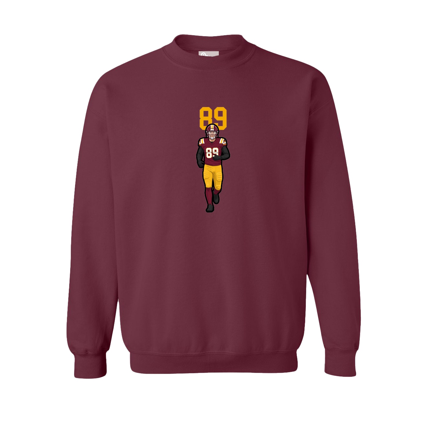 Fleece Crew — Number Top in Maroon
