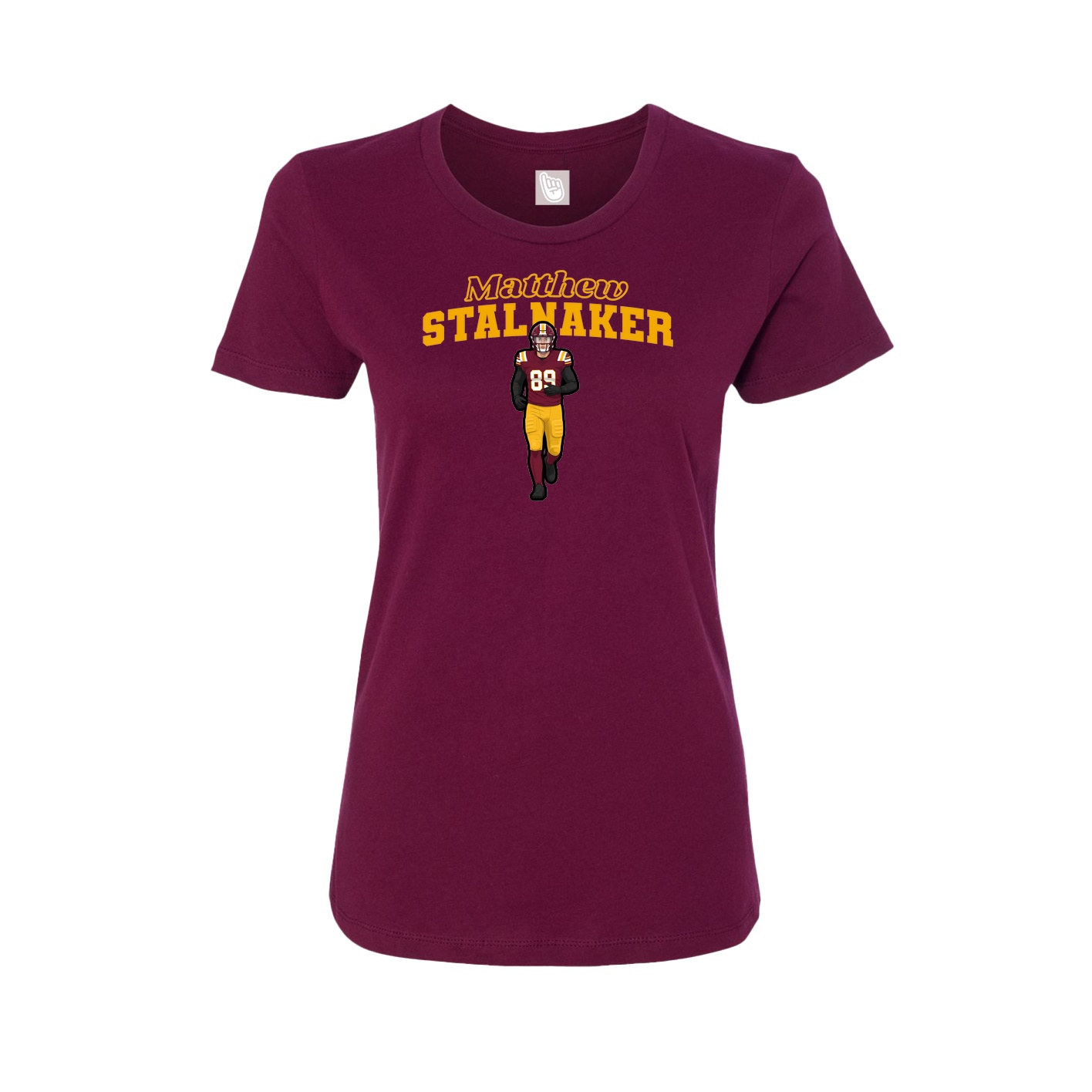 Fitted Women's Tee — Name Arch in Maroon