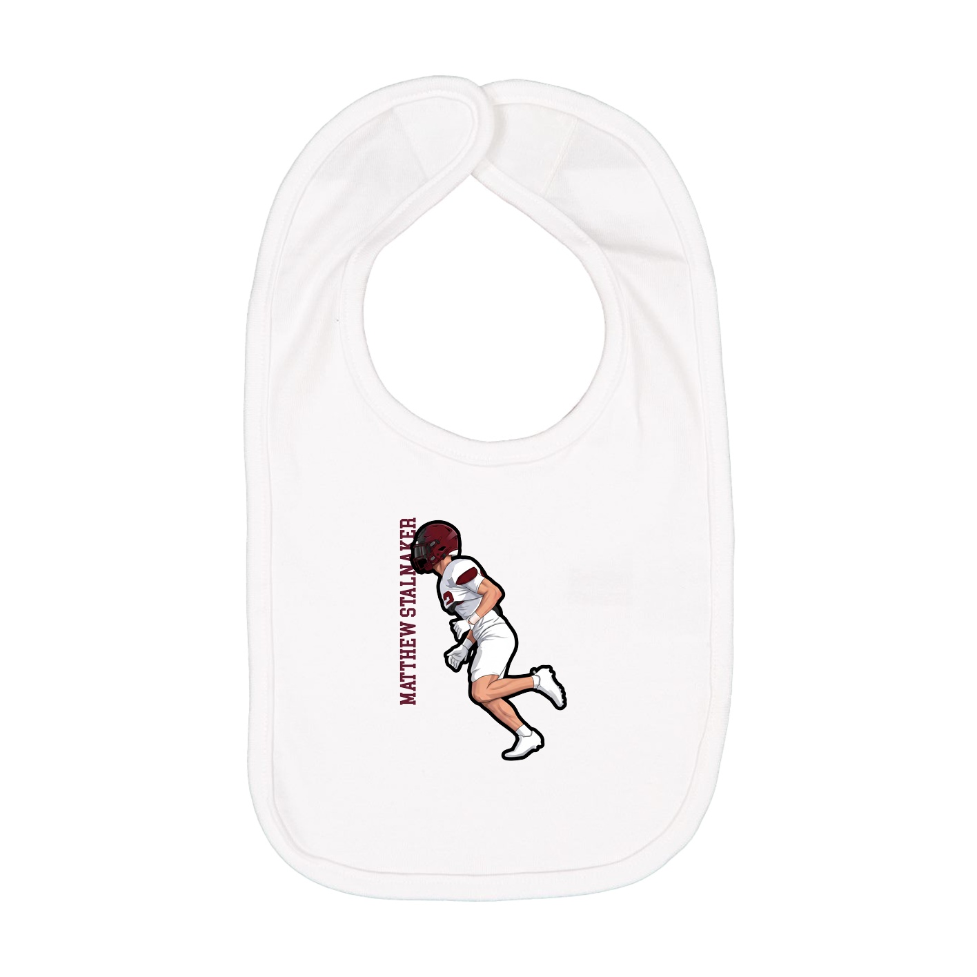 Infant Bib — Name Vertical in White