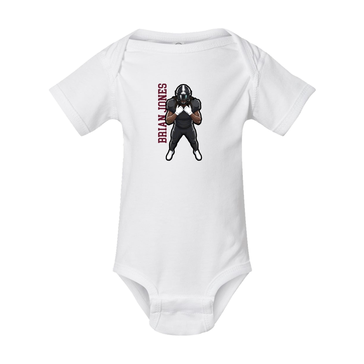 Baby Onesie — Name Vertical in White