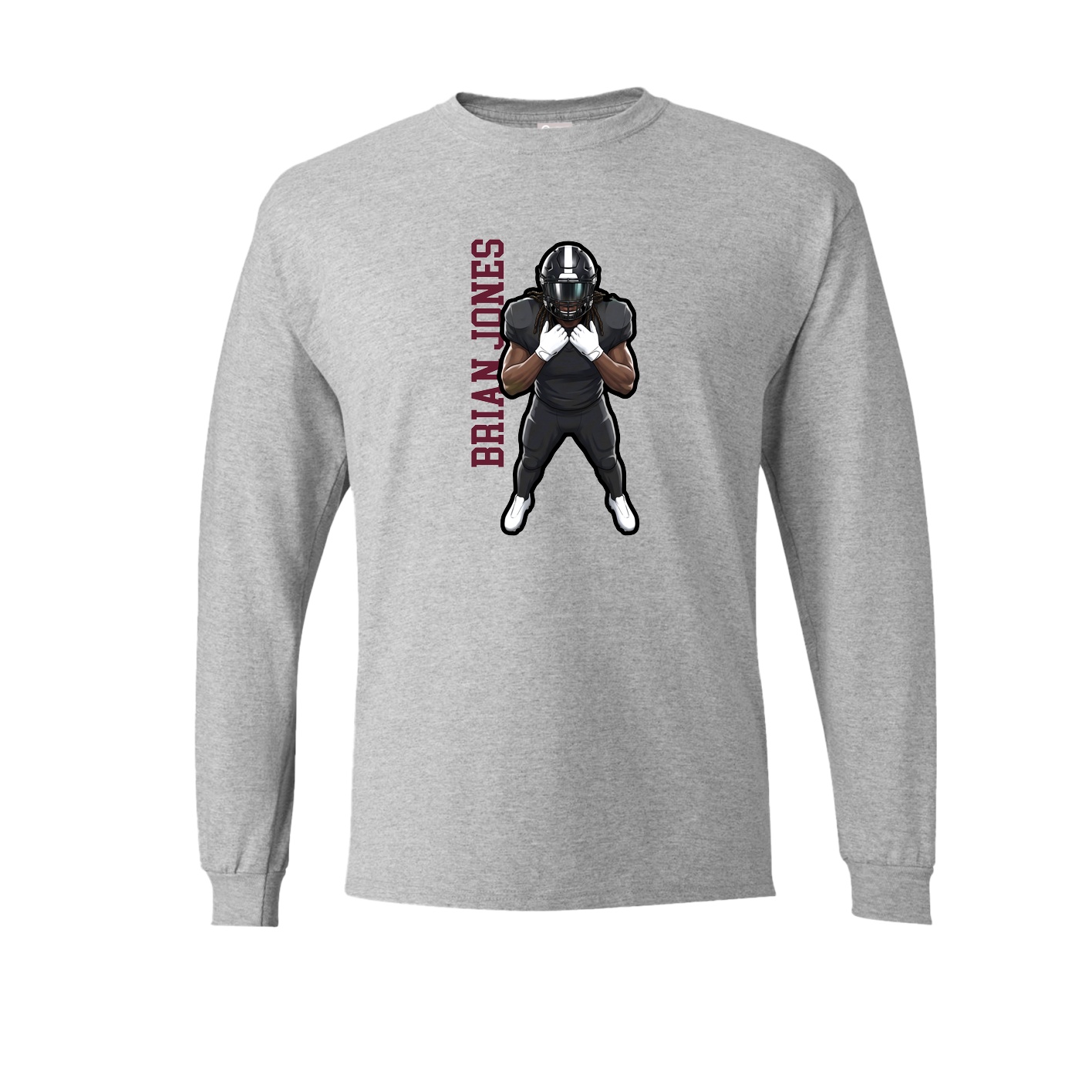 Long Sleeve Tee — Name Vertical in Grey