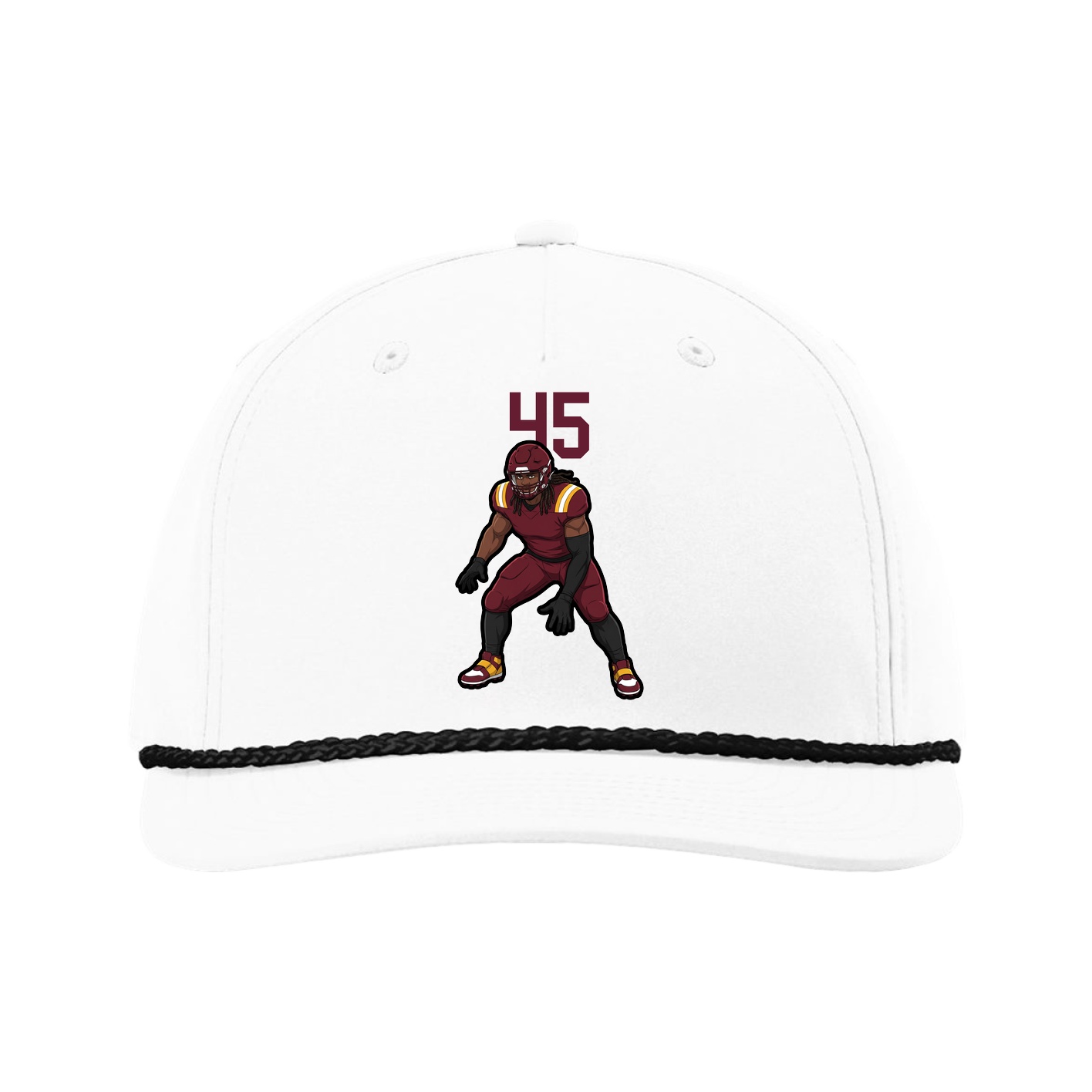 Five-Panel Classic Rope Cap — Number Top in White