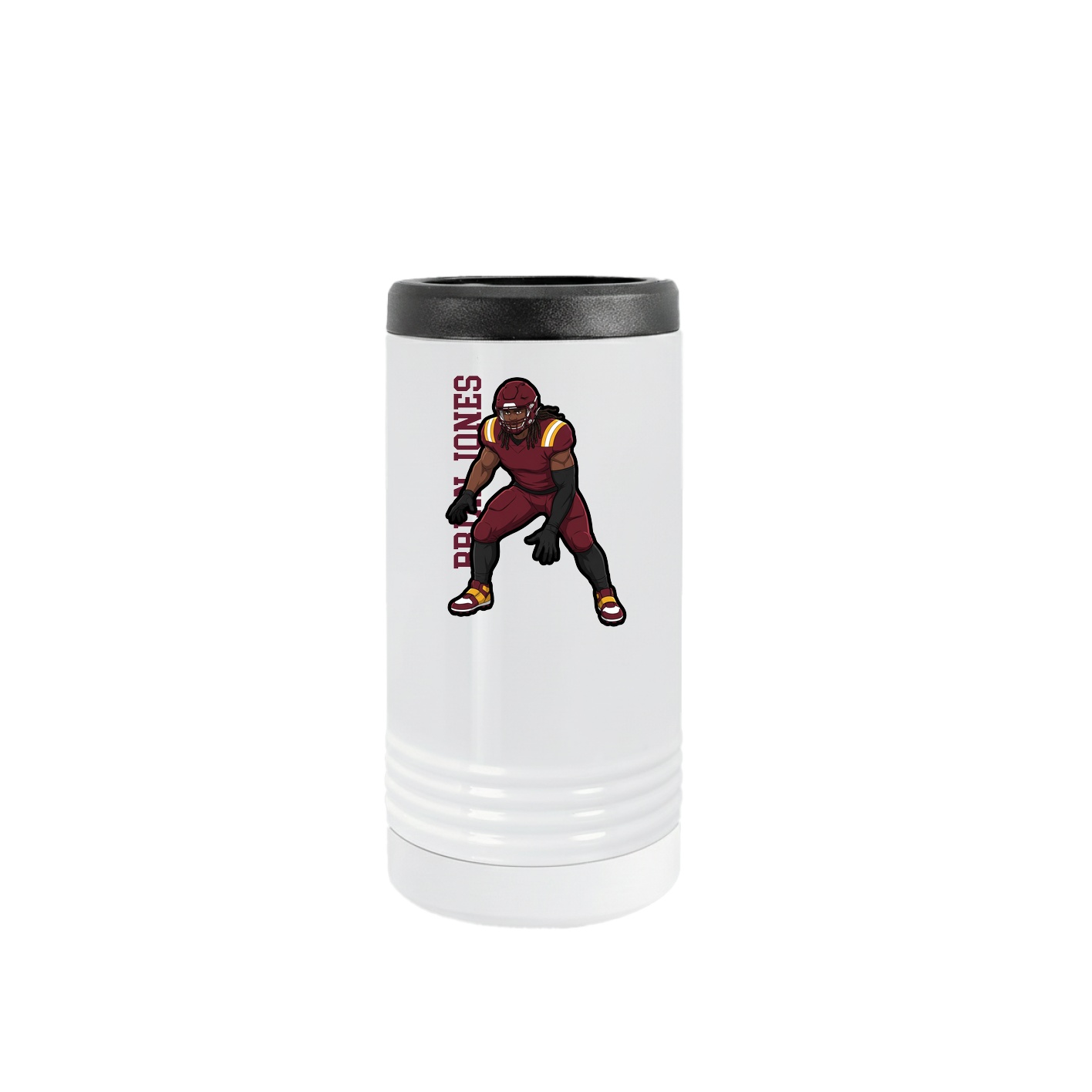 Slim Beverage Holder — Name Vertical in White