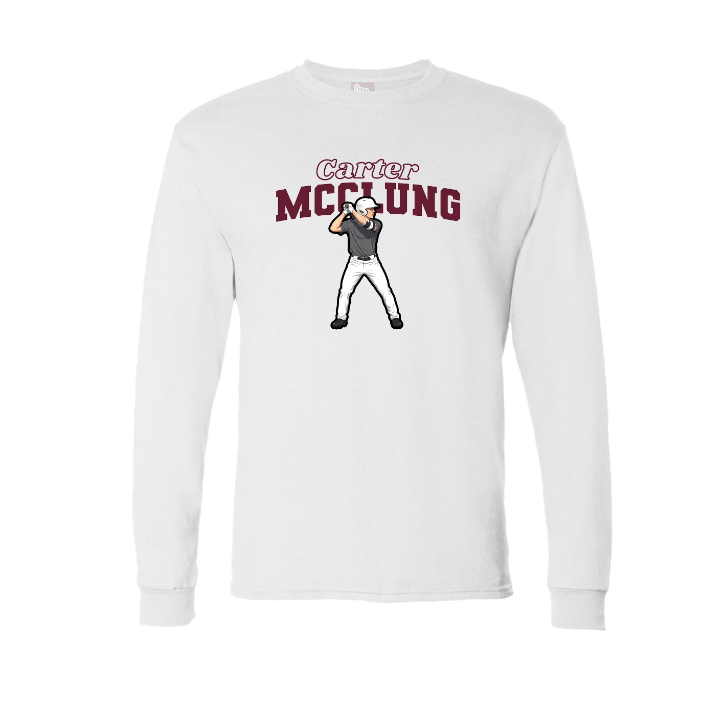 Long Sleeve Tee — Name Arch in White