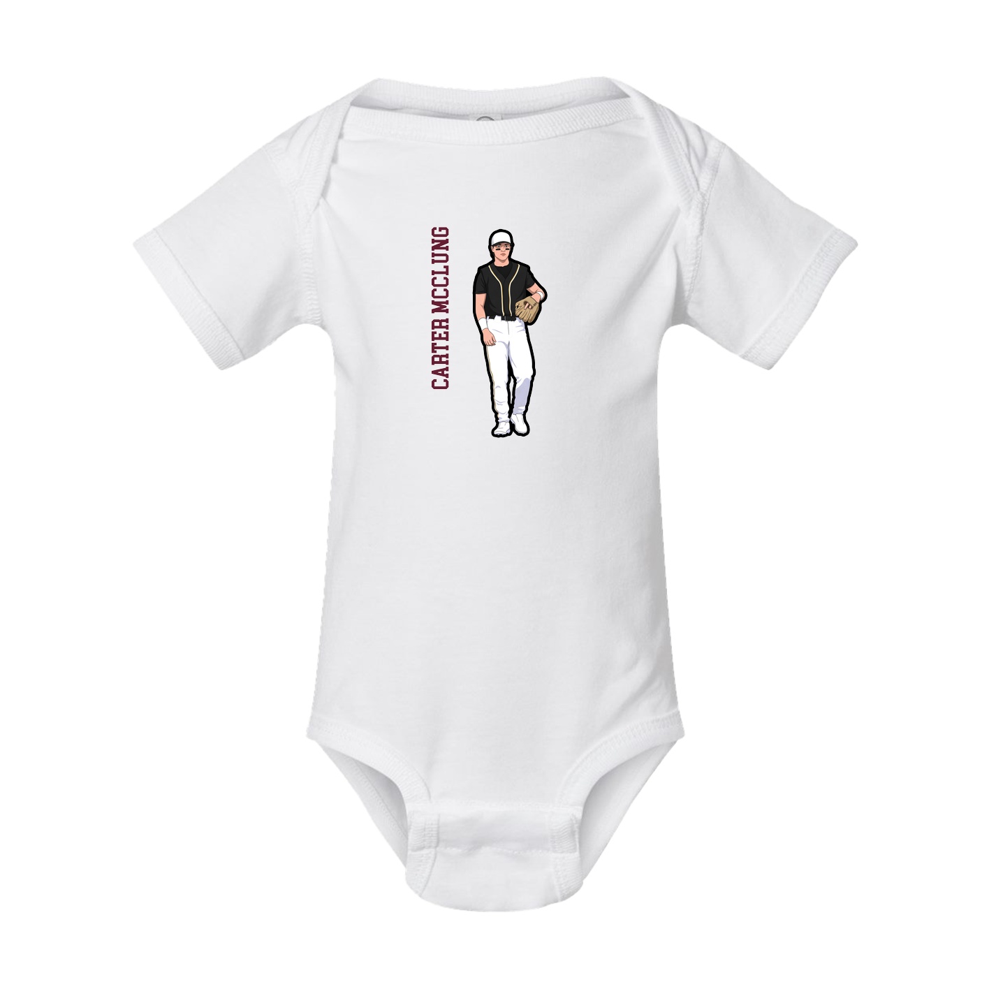Baby Onesie — Name Vertical in White