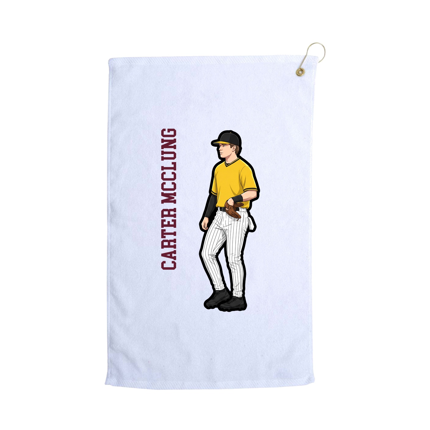 Golf Towel — Name Vertical in White