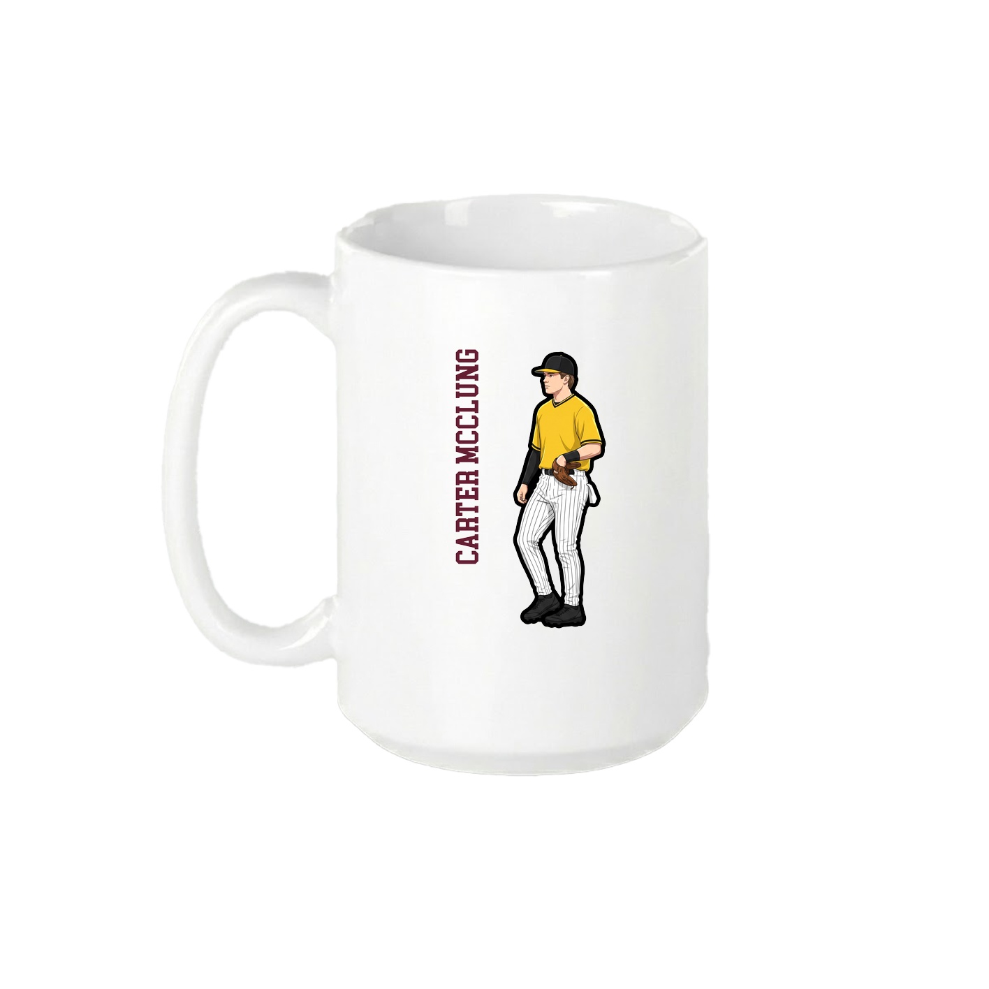 15oz Coffee Mug — Name Vertical in White
