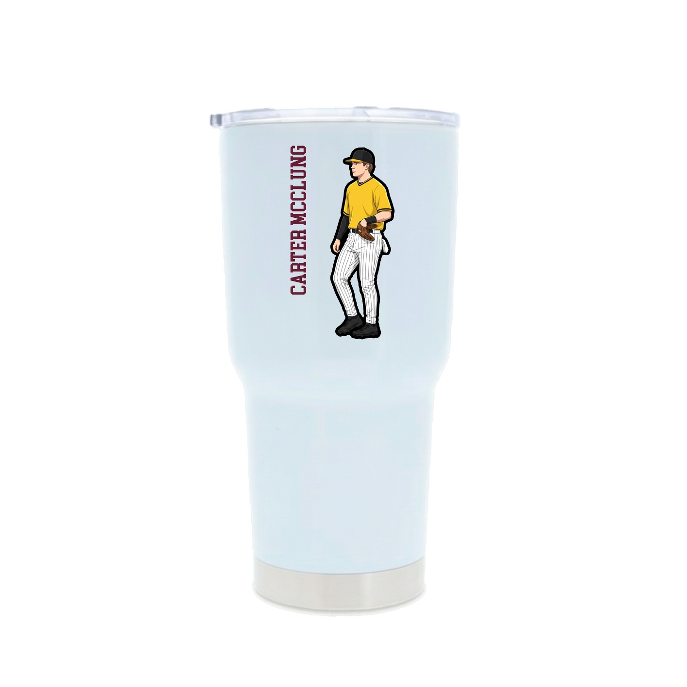 30oz Stainless Steel Tumbler — Name Vertical in White