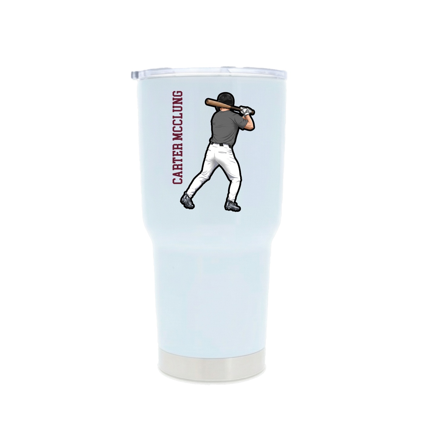 30oz Stainless Steel Tumbler — Name Vertical in White