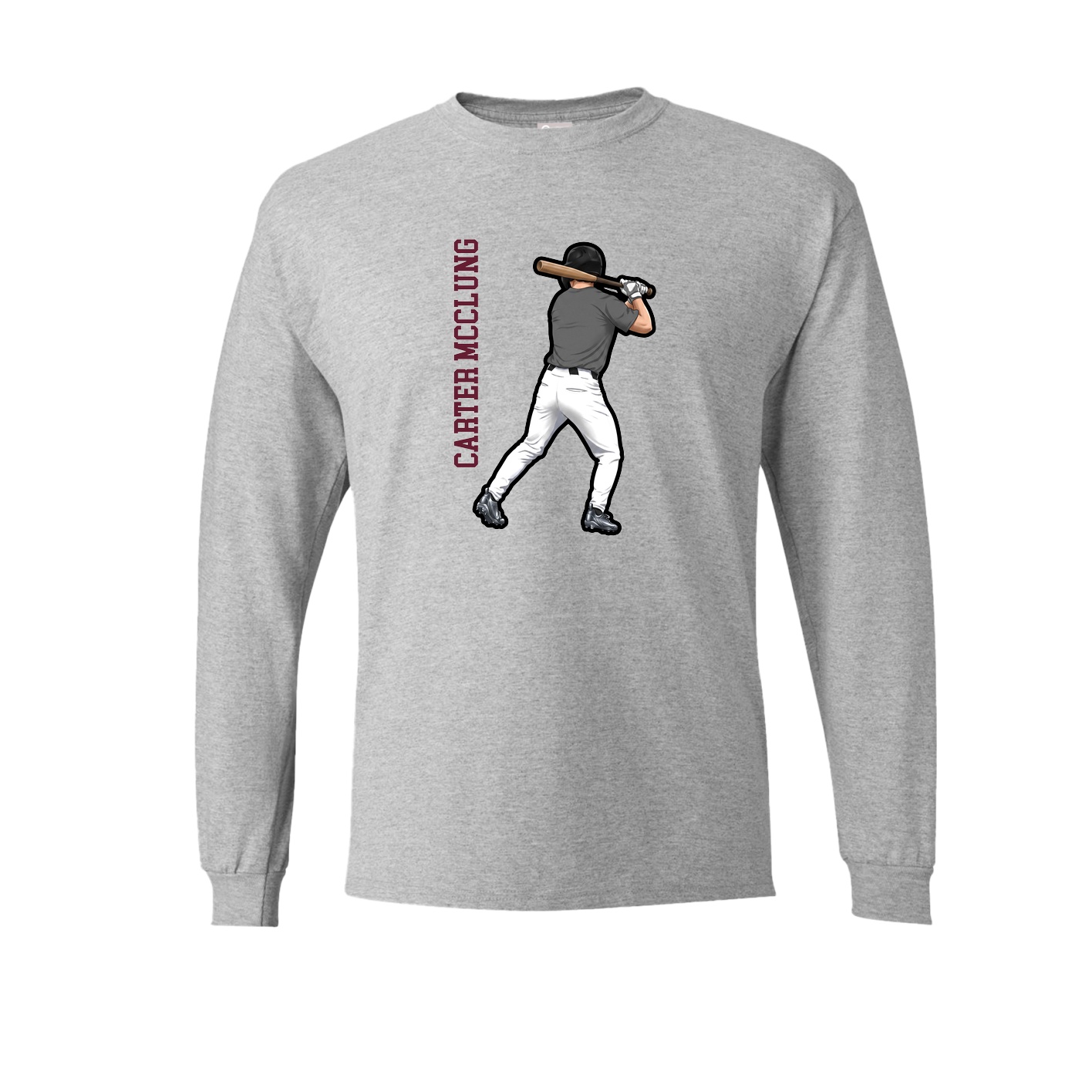 Long Sleeve Tee — Name Vertical in Grey