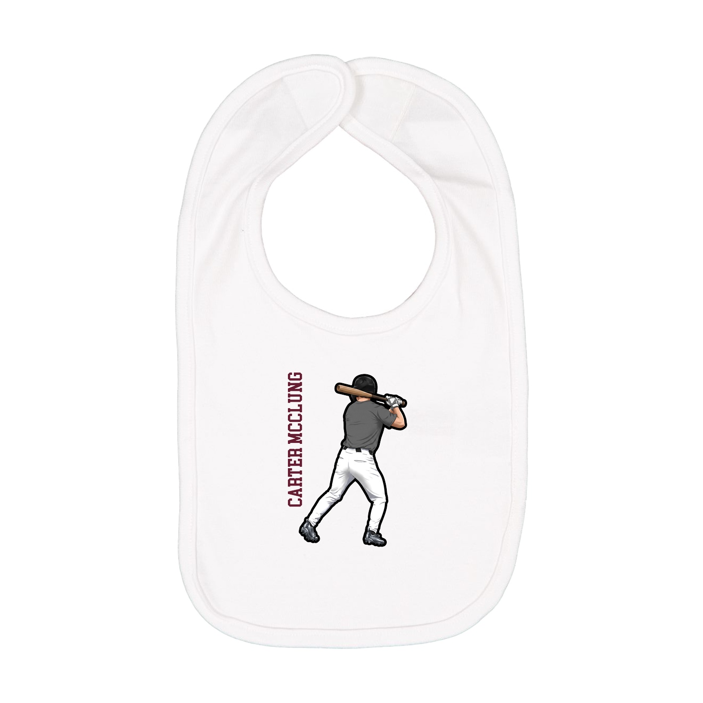 Infant Bib — Name Vertical in White