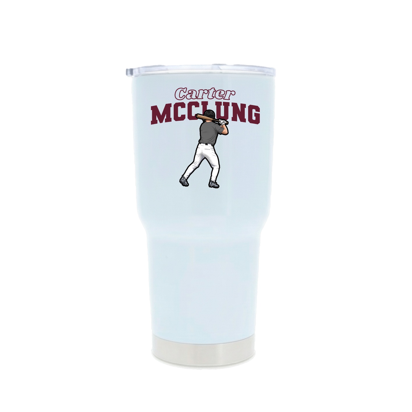 30oz Stainless Steel Tumbler — Name Arch in White