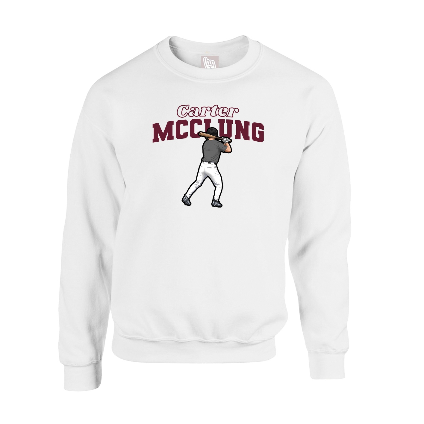 Fleece Crew — Name Arch in White
