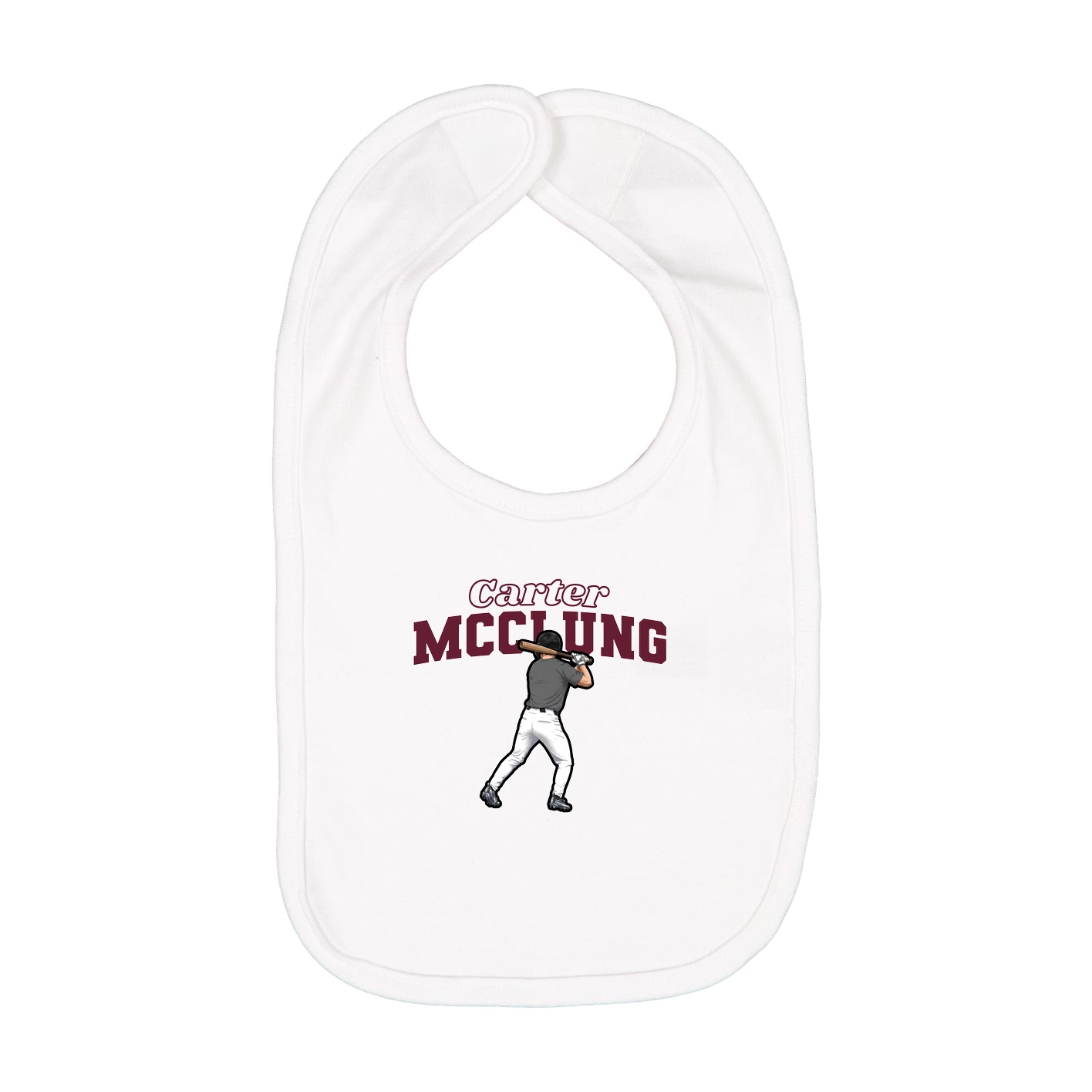 Infant Bib — Name Arch in White