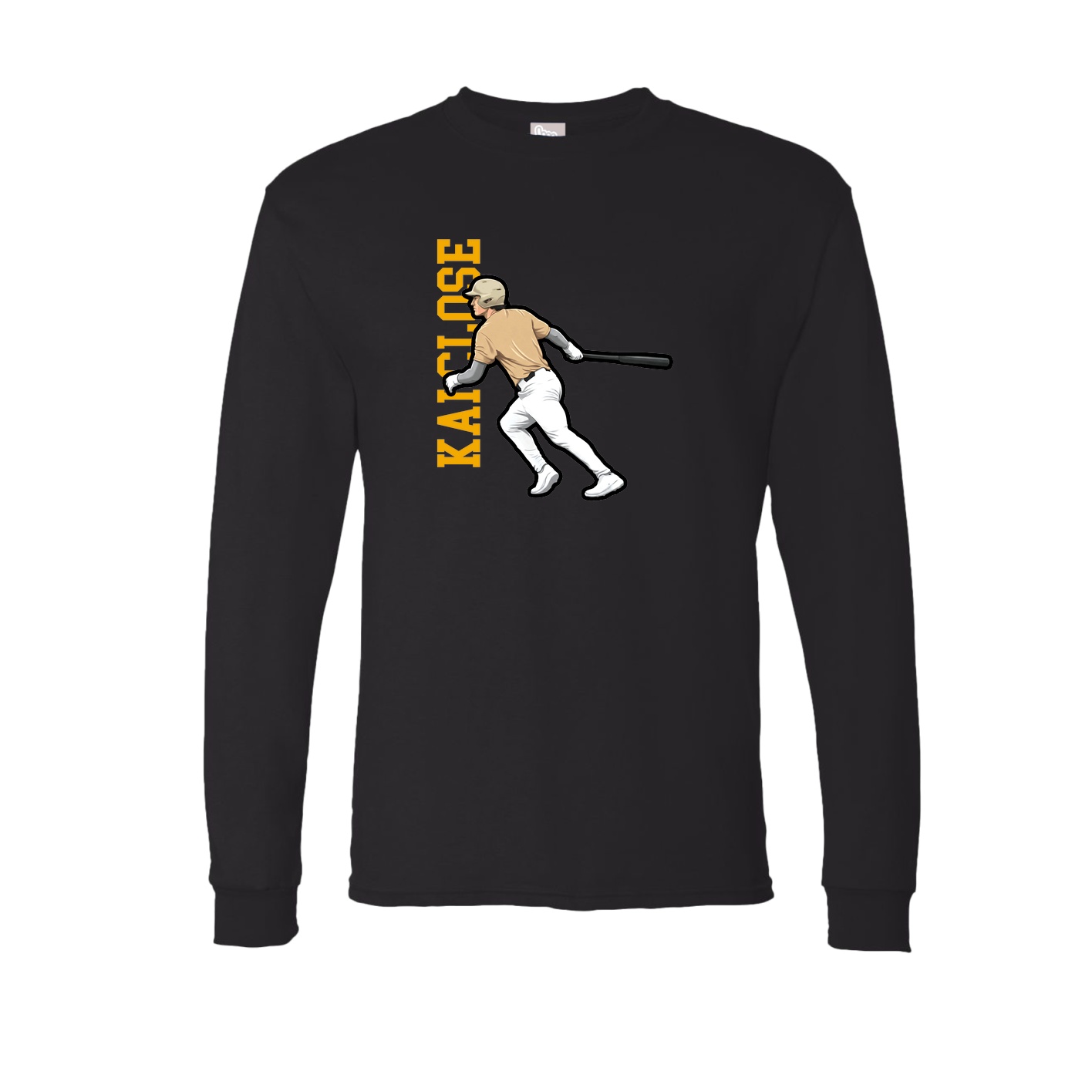 Long Sleeve Tee — Name Vertical in Black