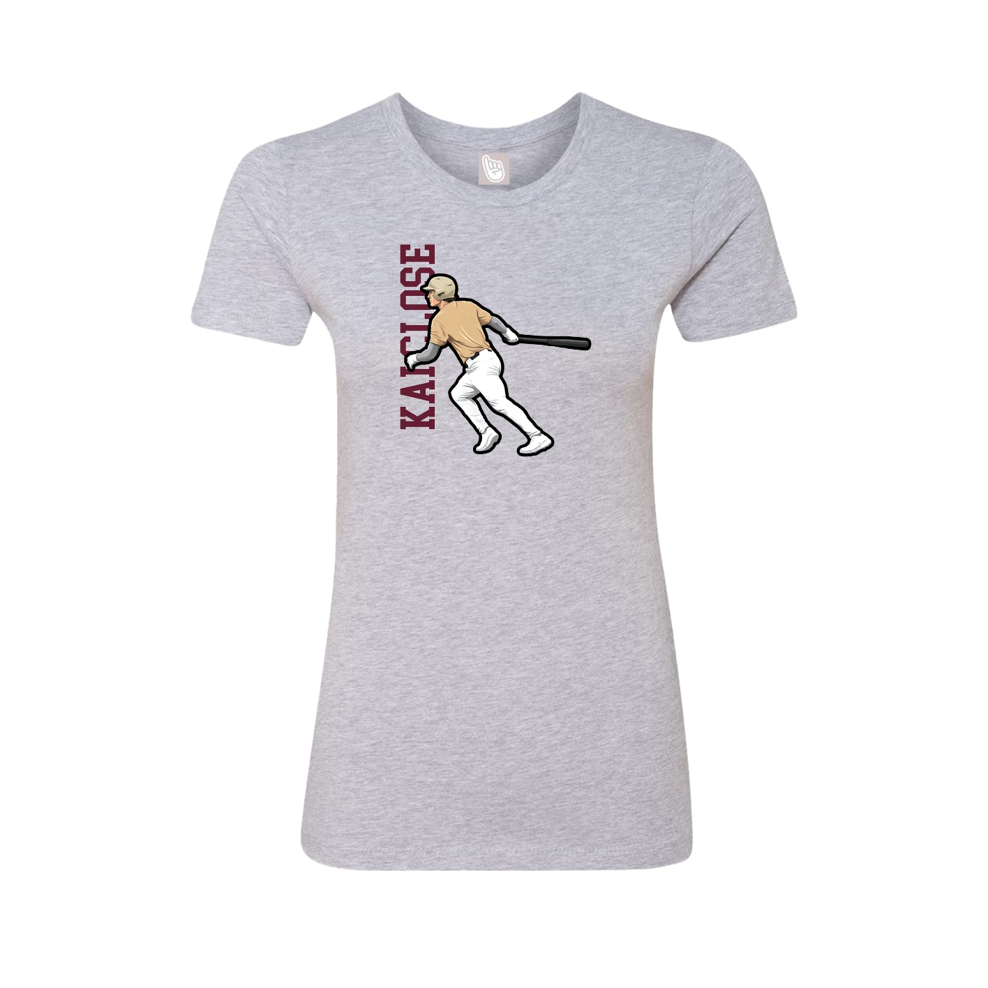 Fitted Women's Tee — Name Vertical in Grey