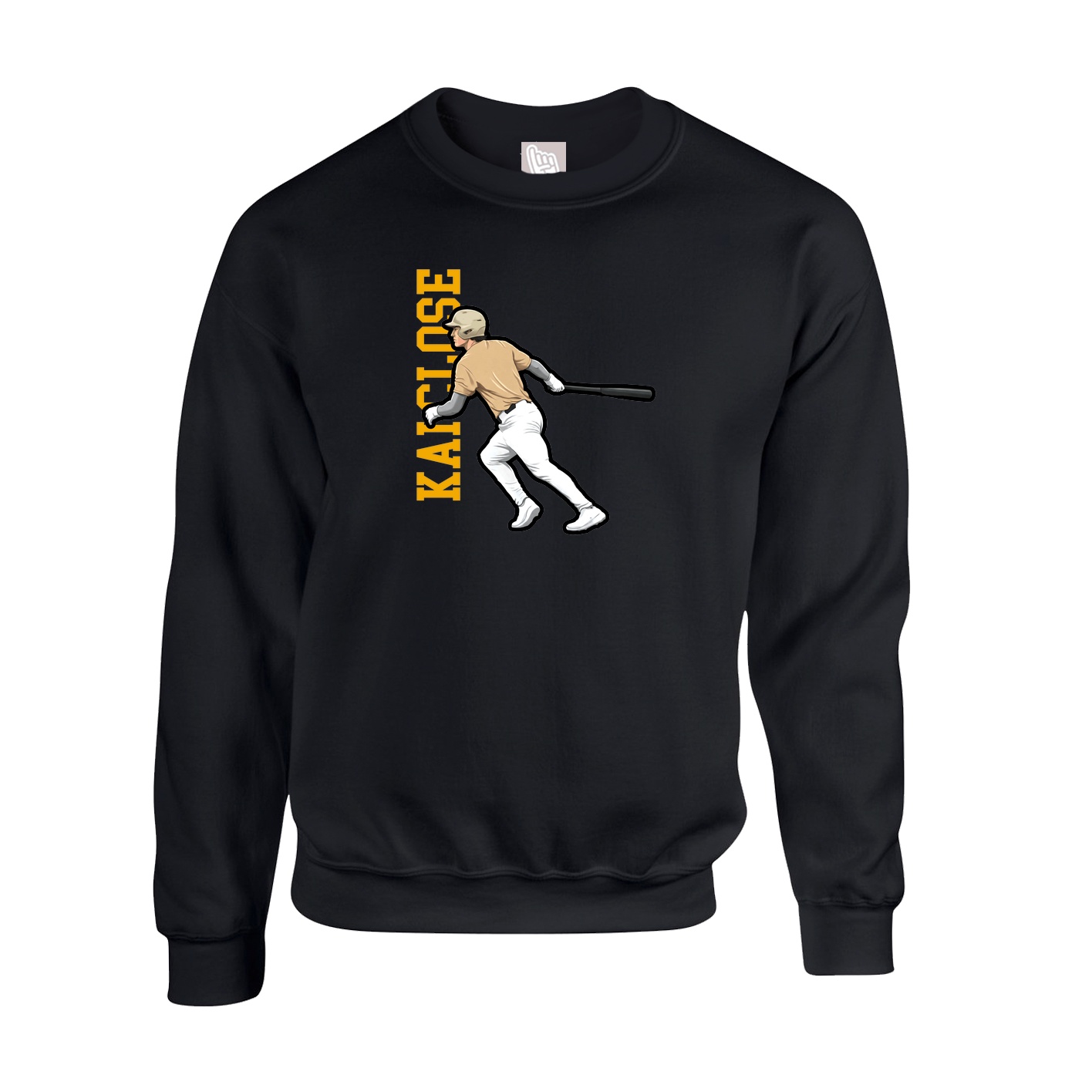 Fleece Crew — Name Vertical in Black
