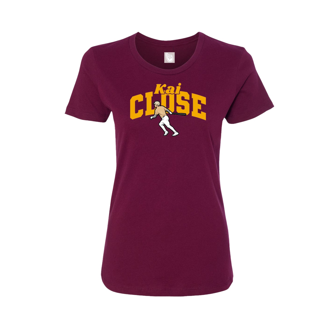 Fitted Women's Tee — Signature Arch in Maroon